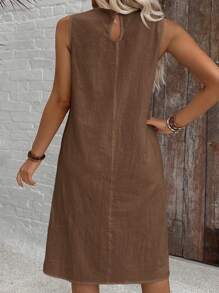 SHEIN VCAY Plus Size Sleeveless Solid Color Casual Vacation Dress