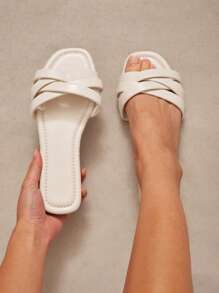 SHUZIA Women's Wide-Fit Fashion Casual Comfy Criss Cross Flat Sandals Mother's Day Present