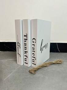 3 件仿真书用于装饰，设计师奢华现代假装饰书适用于家庭书架装饰，书架客厅时尚装饰入口咖啡桌堆叠书籍装饰情人节、情人节婚礼、生日