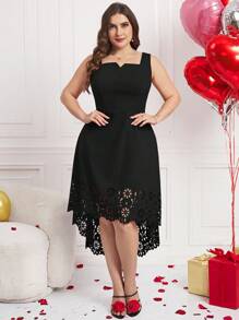 SHEIN Clasi Vestido de verano de unicolor minimalista sin mangas para mujer de talla grande, vestido para invitada de boda