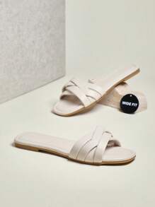 SHUZIA Women's Wide-Fit Fashion Casual Comfy Criss Cross Flat Sandals Mother's Day Present