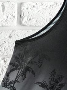 Manfinity RSRT Men's Casual Palm Tree Print Round Neck Versatile Tank Top Summer Men Clothes Men Summer Tops - Multicolor - View 4