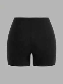 SHEIN EZwear 2 件套女式休闲针织黑色和海军蓝短款紧身打底裤，夏季两件套女式骑行短裤 - 彩色 - 查看 9