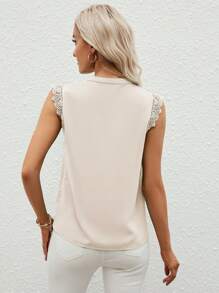 SHEIN Clasi Women's Sleeveless Solid Color Blouse, Simple And Fashionable, Suitable For Summer - Apricot - View 2