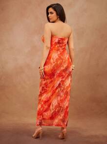 Hauture 女士抽象印花无袖紧身长裙 - 彩色 - 查看 4