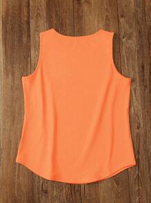 INAWLY Women's Fashion Guitar Angel Print Crew Neck Sleeveless Tank Top - Orange - View 2