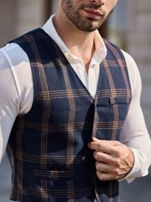 Manfinity Mode 男士休闲通勤格子背心