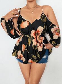 Flirla Plus Size Minimalist Camisole Tank Top, Suitable For Summer - Black - View 4