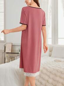 Camisón largo, suelto y elegante de encaje romántico francés para mujer