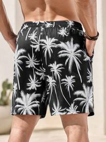 Manfinity RSRT 男士休闲短裤，时尚设计，适合夏季男士度假男士沙滩短裤男士泳裤男士泳裤短裤 - 黑色 - 查看 2