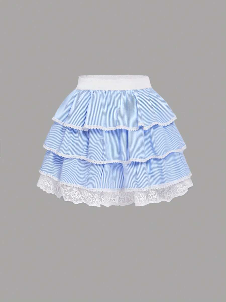 SHEIN MOD 加大码格子 A 字迷你裙、节日派对女士裙子、新年、节日女士、裙子、新年、情人节 - 藍白色 - 查看 1