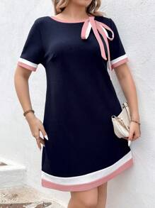 SHEIN Clasi 大码短袖休闲连衣裙，夏季时尚 - 粉色 - 查看 4