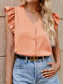 SHEIN Clasi Women's Casual/Work Solid Short Cap Sleeve Shirt