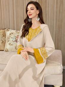 Al Najma Simple And Fashionable Arabic Style Dress, Suitable For Summer,Modest - Apricot - View 8