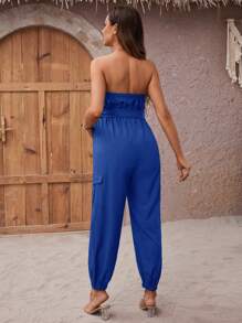 SHEIN Tuta casual donna incinta a fascia monocolore con tasche e vita annodata