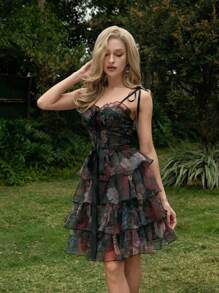 SHEIN MOD Vestido corsé vintage de 2 en 1 con estampado floral en todo el vestido y múltiples faldas desmontables en estilo de corte - Vestido de cumpleaños, vestido de desfile, vestido de capas, vestido para cita, fiesta, vacaciones, té, cumpleaños, atuendo de verano para mujer, Pascua, atuendo de rave, festival, atuendo de concierto para mujer, atuendo de brunch para mujer, vestido de graduación