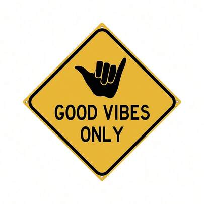 1pc, "Good Vibes Only" Funny Metal Tin Sign (7.87"X7.87"/20x20cm) , Novelty Vintage Plaque Decor, Home Decor, Room Decor, Wall Decor, Bathroom Decor, Bar Decor, Cafe Decor, Garage Decor, Farmhouse Decor Valentine's Day, Valentines Wedding, Birthday