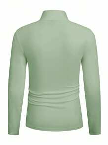 Manfinity VCAY Men's Casual Solid Color Stand Collar Long Sleeve T-Shirt