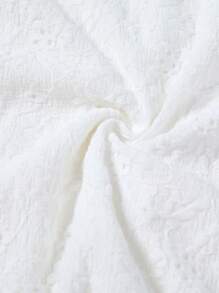 SHEIN Teen Girls' Elegant V-Neck Color Block Ruffle Bow Decor Dress - White - View 8