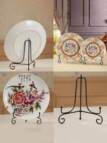 1pc Craft Bracket Book Holder Photo Pedestal Bowl Picture Frame Black Iron Plate Rack Display Stand Easel Valentine's Day, Valentines Wedding, Birthday, Storage, Kitchen, Kitchen Organiser, Kitchen Organization And Storage, Kitchen Accessories, Home, Home Decor - Black - View 3