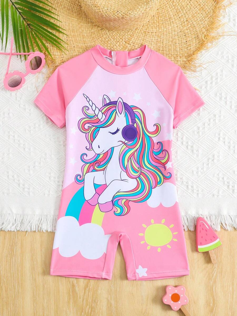 Young Girls One-Piece Digital Printed Swimsuit Summer Holiday