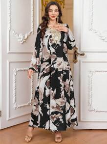 Al Najma 女式编织数码印花阿拉伯风格连衣裙 - 彩色 - 查看 5