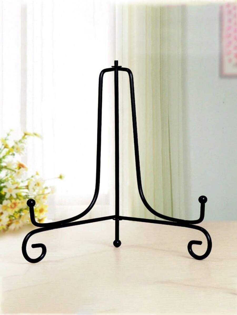 1pc Craft Bracket Book Holder Photo Pedestal Bowl Picture Frame Black Iron Plate Rack Display Stand Easel Valentine's Day, Valentines Wedding, Birthday, Storage, Kitchen, Kitchen Organiser, Kitchen Organization And Storage, Kitchen Accessories, Home, Home Decor - Black - View 1