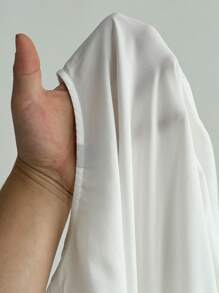 Maweii Robe élégante romantique à volants torsadés col en V fendue, manches lanternes, grande taille