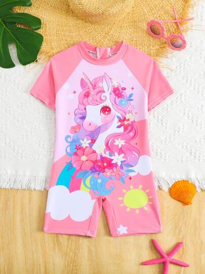 1 st ung flicka baddräkt i ett stycke, digitalt tryck i fast version