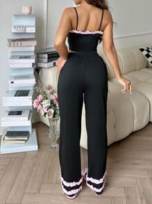 INS 风格女士褶饰蝴蝶结装饰休闲睡衣套装