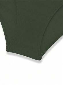 SHEIN Swim Costume da bagno intero donna con spalline sottili in stile solido e semplice - Verde militare - Visualizzare 5