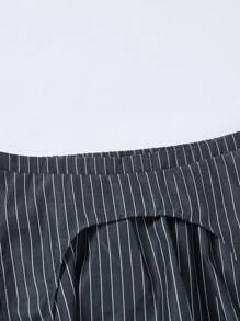 SHEIN Teen Girl Casual Minimalist Comfy Round Neck Puff Sleeve Tie Bow Blouse And Mini Skirt 2 Pieces Set