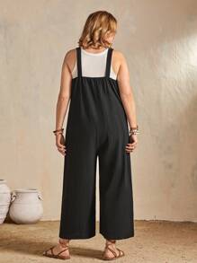 EMERY ROSE Button Front Romper Jumpsuit - Black - View 2