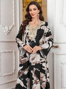 Al Najma 女式编织数码印花阿拉伯风格连衣裙 - 彩色 - 查看 4