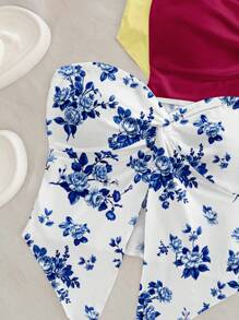 Soleia Set de 3 blusas informales con estampado floral para mujer de talla grande, en colores amarillo suave, morado oscuro y azul, adecuadas para el verano