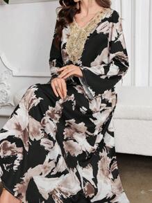 Al Najma 女式编织数码印花阿拉伯风格连衣裙 - 彩色 - 查看 3