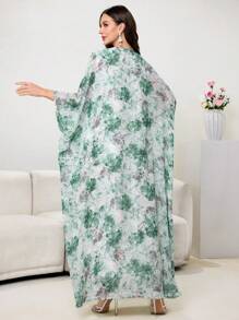 Al Najma V-Neck Heavily Embroidered Turkish Tunic & Traditional Arabic Long Dress, Spring & Summer, Modest Kaftan