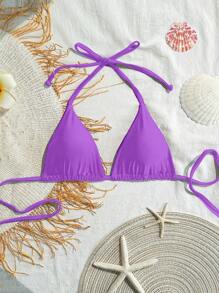 Swim Basics 纯色吊带比基尼上衣 适合度假海滩