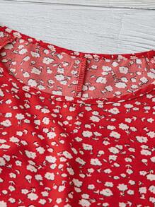 SHEIN LUNE Áo sơ mi tay raglan cổ tròn in họa tiết toàn thân cỡ lớn dành cho nữ - Đỏ - Xem 3