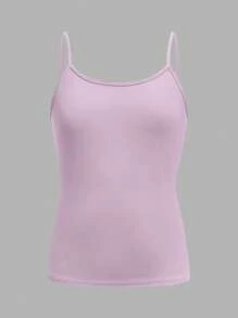 SHEIN Girlism Tween Girls 2pcs/Set All-Match Slim Fit Simple Basic Cami Top - Mauve Purple - View 6