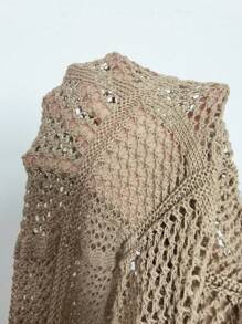 Swim Chiccia Summer Clothes Holiday Solid Color Hollow Knitted Drawstring Waist See-Through Cover-Up Pants,Summer Beach Knit Pantssweater Pantsmesh Pants