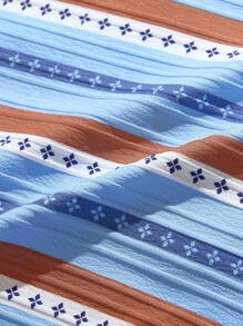 SHEIN Young Boys Striped Retro Style Summer Camp Shirt & Shorts Set - Multicolor - View 7