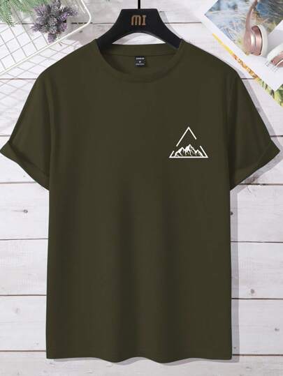 Manfinity Homme Men's Casual Round Neck Short Sleeve T-Shirt, Simple & Fashionable, Suitable For Summer Men Tee Shirts T Shirt For Man Men T Shirts Men T-Shirt