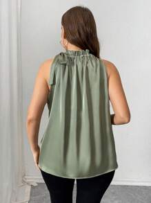 Celure Blusa sin mangas ancha con cuello en V, vuelo en el bajo y moño de mujer talla grande para ocasiones elegantes o de vacaciones, para primavera/verano