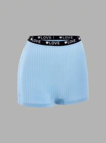 5 Pieces Set Tween Girl Ribbed Multicolor Briefs Underwear. Waistband Features "Love" Jacquard Elastic, Soft And Comfortable Fabric Material. - Multicolor - View 8