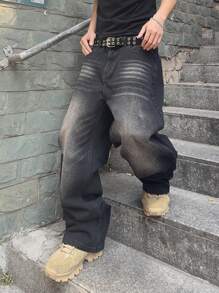 Manfinity EMRG Men's Simple Casual Denim Black Jeans, Suitable For Summer - Black - View 3