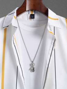 Manfinity Homme Set da 2 pezzi di camicia e pantaloncini casual da uomo, stile minimale adatto per l'estate