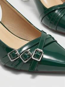 CUCCOO BIZCHIC Women's Adjustable Buckle Pointed Toe Fashion High Heel Shoes For Christmas Spring Shoes - Dark Green - View 7