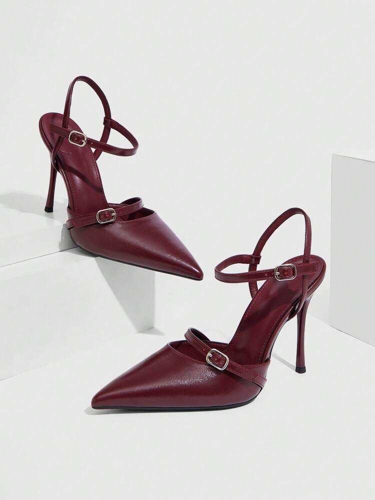 CUCCOO SZL Women's Casual Fashionable Simple Ankle Strap Pointed Toe High Heels, Summer For Christmas Spring Shoes