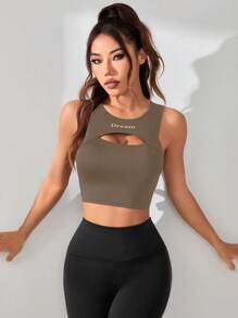 Easithlete 女士字母印花镂空短款时尚背心